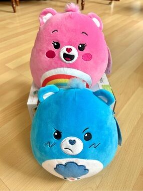 Squishmallows x Care Bears 8” Set of 2 Plush Animals Grumpy & Cheer Bear NEW